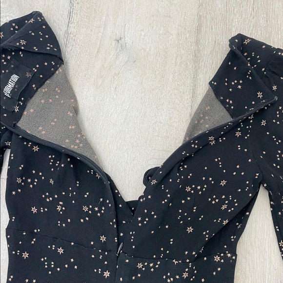 Reformation Black and Gold Galactic Long Sleeve Aster Dress - Picture 5 of 7